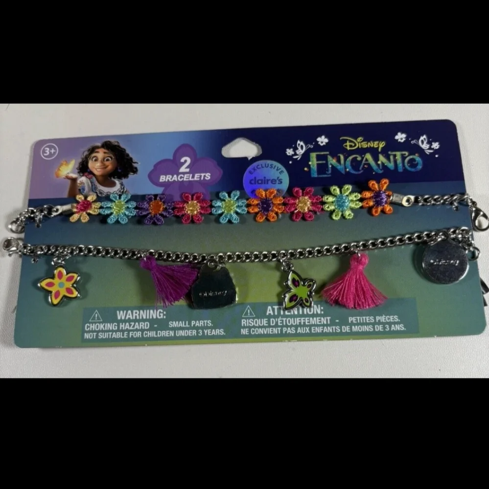 Claire's Disney Encanto Silver Tone Best Friends Charm Bracelet BFF Jewelry Set